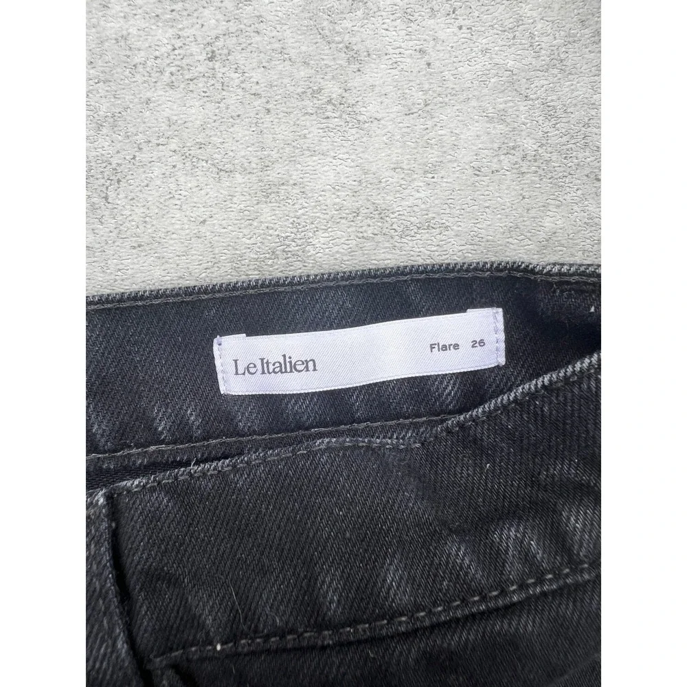 FRAME Le Italien Flare Jeans Noir‎ Black High Rise Rigid Cotton Italy 26 x 32